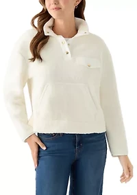 Women's Long Sleeve Sherpa Pullover Button Down