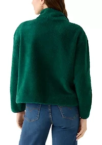 Women's Long Sleeve Sherpa Pullover Button Down