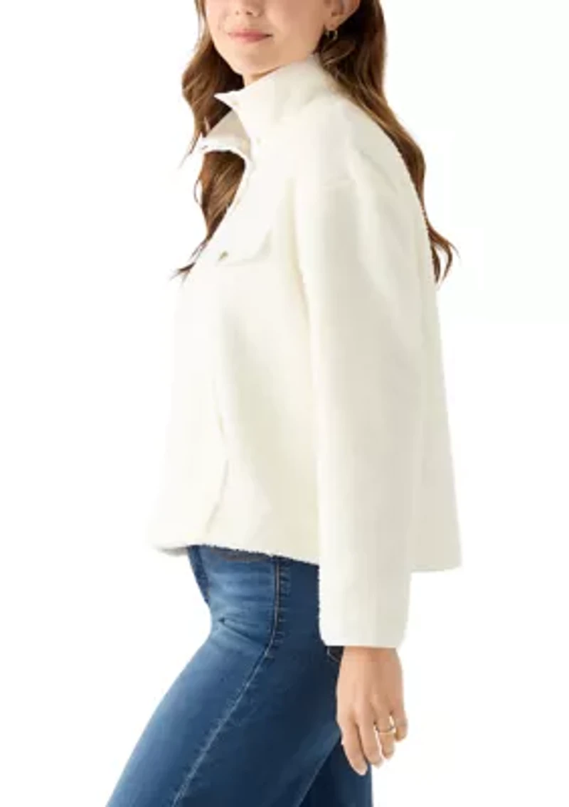 Women's Long Sleeve Sherpa Pullover Button Down