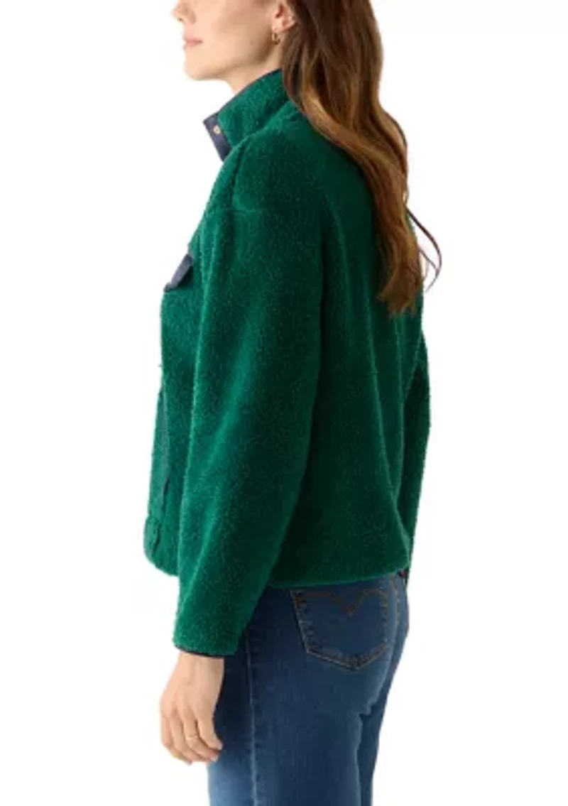 Women's Long Sleeve Sherpa Pullover Button Down