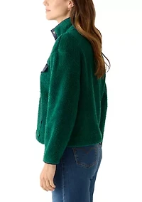 Women's Long Sleeve Sherpa Pullover Button Down
