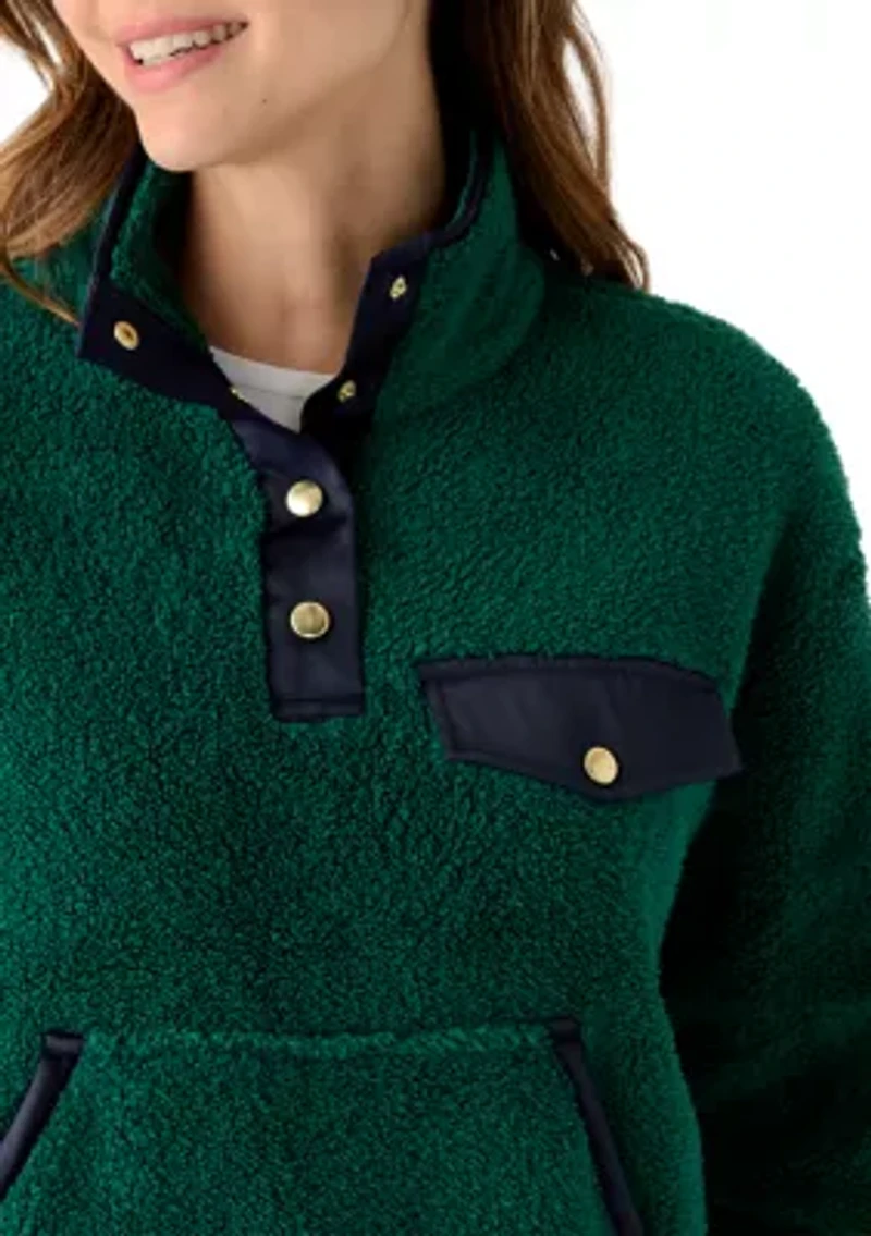 Women's Long Sleeve Sherpa Pullover Button Down