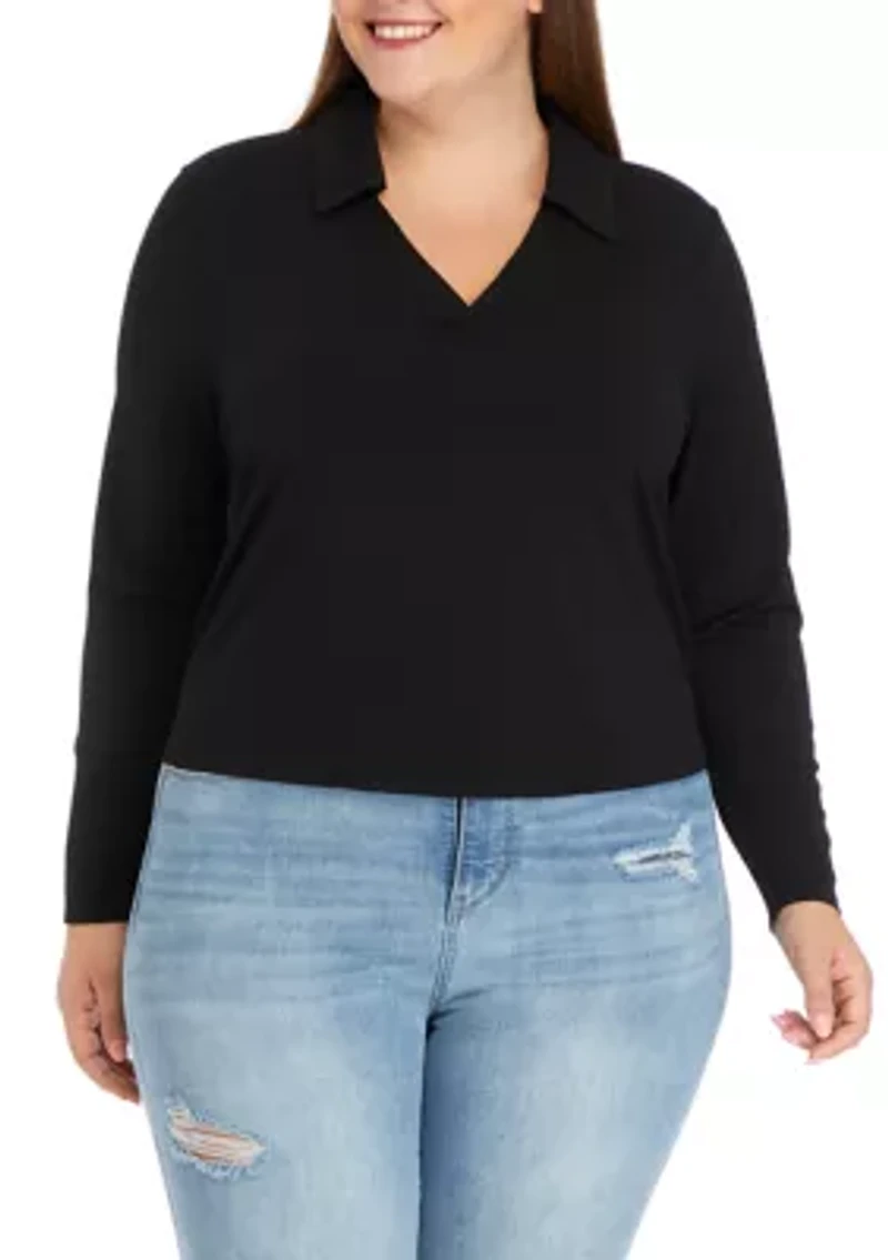 Plus Johnny Collar Top