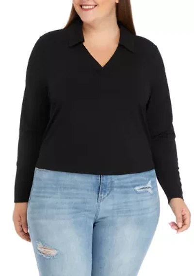 Plus Johnny Collar Top