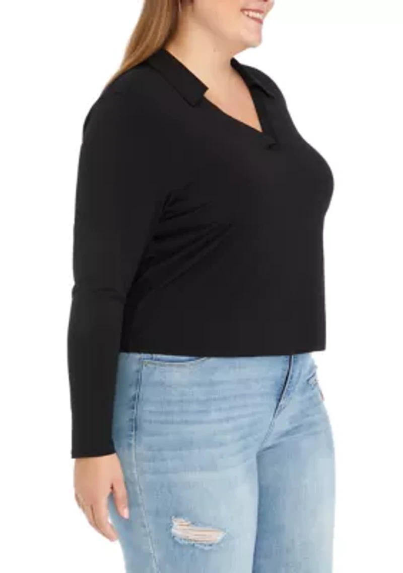 Plus Johnny Collar Top