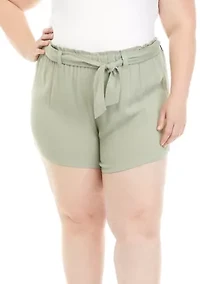 Plus Paperbag Tie Waist Shorts
