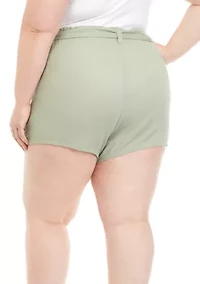 Plus Paperbag Tie Waist Shorts