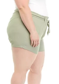 Plus Paperbag Tie Waist Shorts