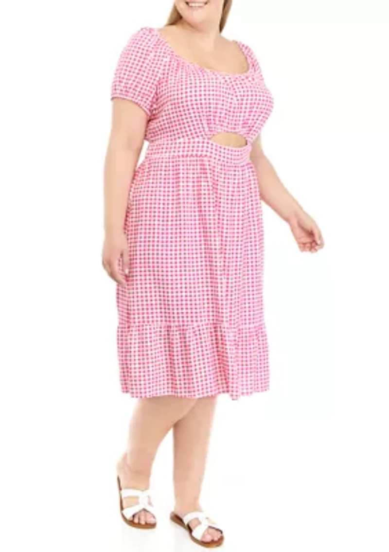 Plus Puff Sleeve Cut Out Dress