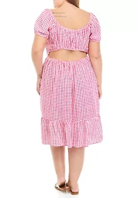 Plus Puff Sleeve Cut Out Dress