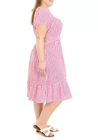 Plus Puff Sleeve Cut Out Dress