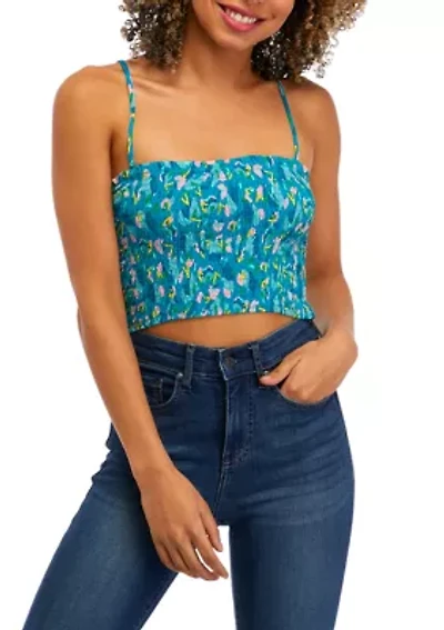 Juniors' Sleeveless Smocked Match Top