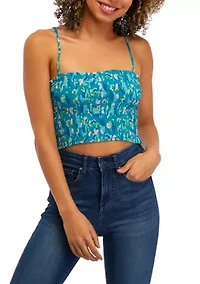 Juniors' Sleeveless Smocked Match Top