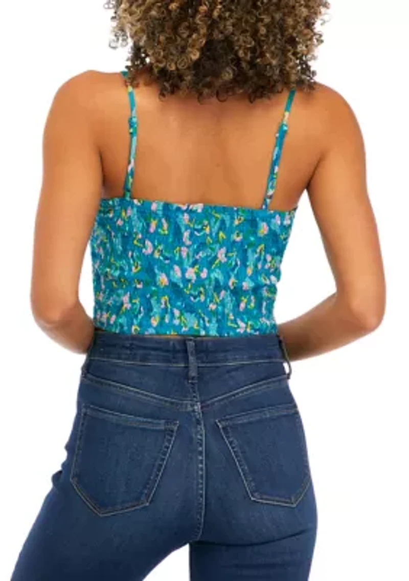 Juniors' Sleeveless Smocked Match Top