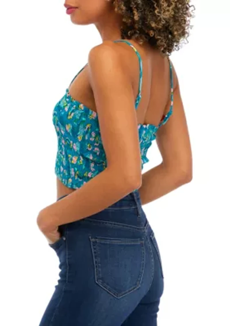 Juniors' Sleeveless Smocked Match Top