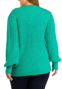 Plus Long Sleeve Relaxed Cable Knit Sweater