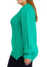 Plus Long Sleeve Relaxed Cable Knit Sweater