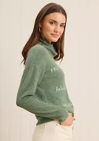 Sewing Down South x Crown & Ivy™ Sew Merry Embroidered Turtleneck Sweater