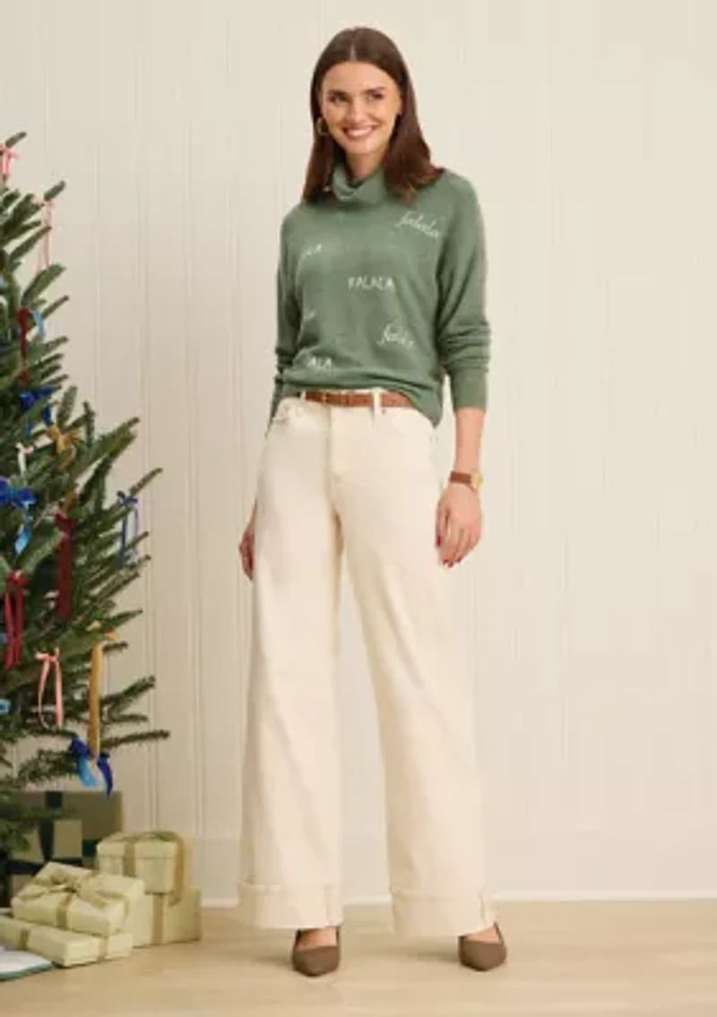 Sewing Down South x Crown & Ivy™ Sew Merry Embroidered Turtleneck Sweater