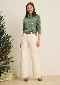 Sewing Down South x Crown & Ivy™ Sew Merry Embroidered Turtleneck Sweater