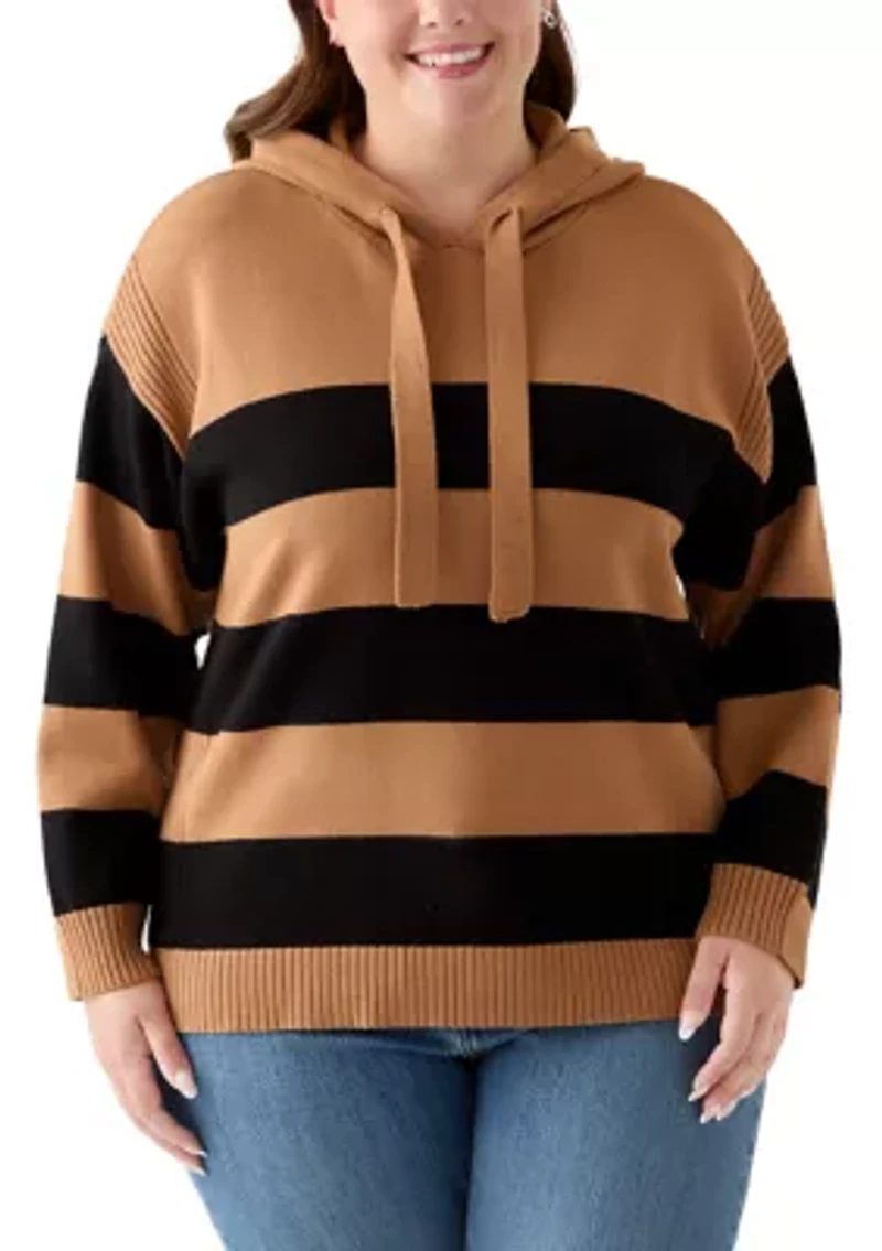 Plus Ribbon Pullover Stripe Shirt