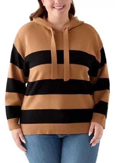 Plus Ribbon Pullover Stripe Shirt