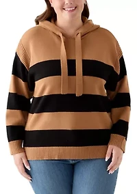 Plus Ribbon Pullover Stripe Shirt