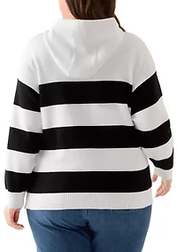 Plus Ribbon Pullover Stripe Shirt