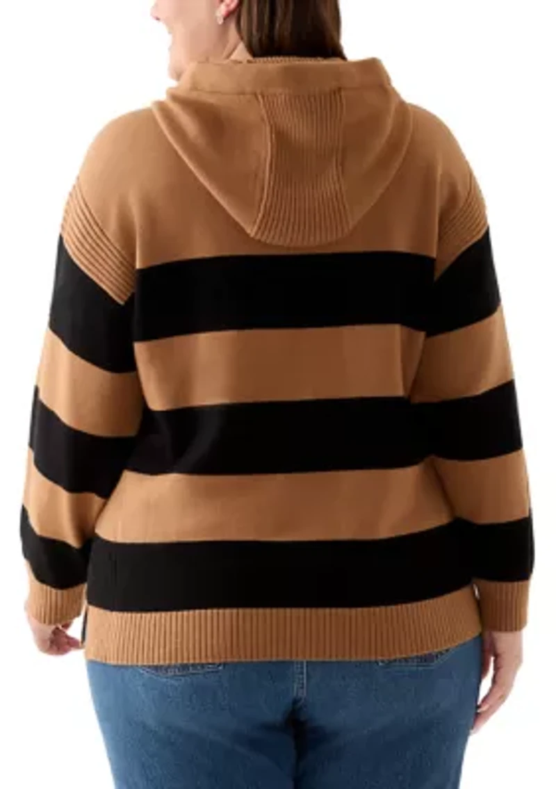 Plus Ribbon Pullover Stripe Shirt