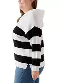Plus Ribbon Pullover Stripe Shirt