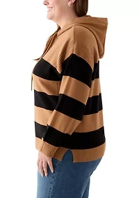 Plus Ribbon Pullover Stripe Shirt