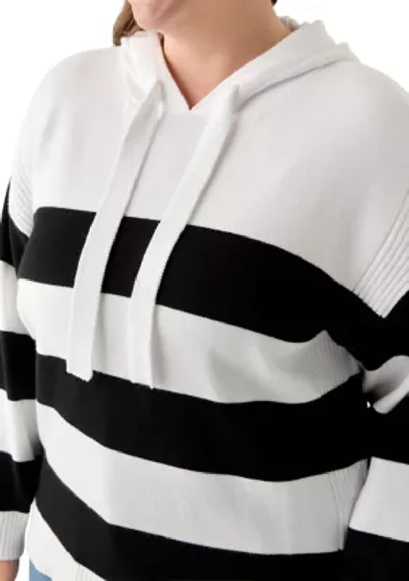 Plus Ribbon Pullover Stripe Shirt