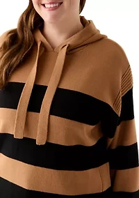 Plus Ribbon Pullover Stripe Shirt