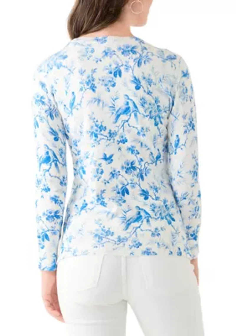 Women's Long Sleeve Printed Button Front Cardigan