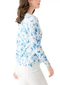 Women's Long Sleeve Printed Button Front Cardigan