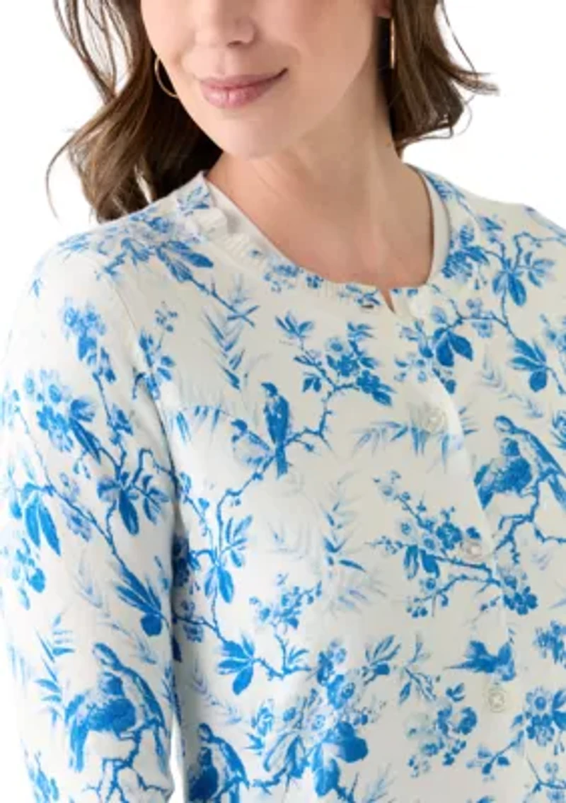 Women's Long Sleeve Printed Button Front Cardigan