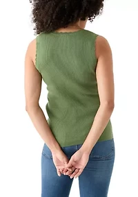 Women's Sleeveless Ribbed Sweater Knit Tank Top