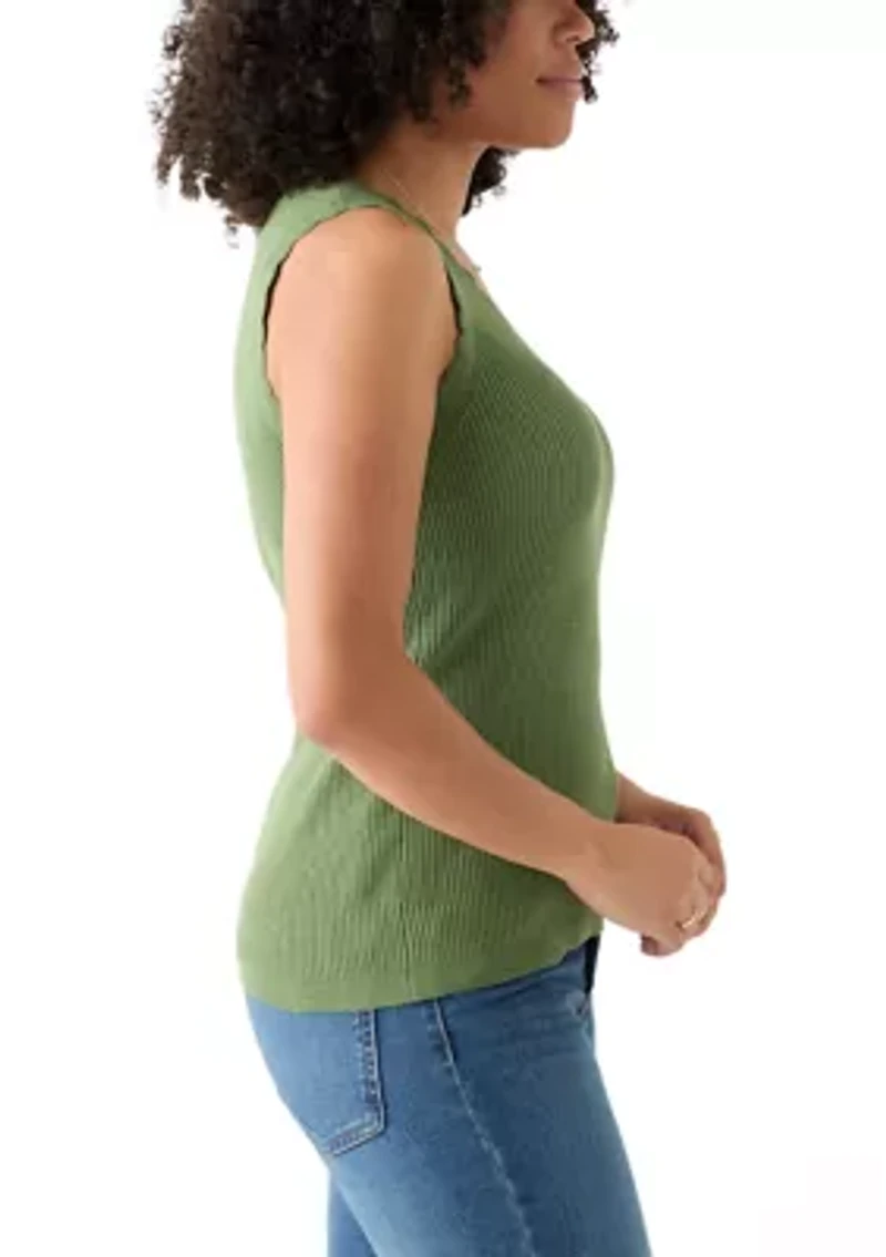 Women's Sleeveless Ribbed Sweater Knit Tank Top