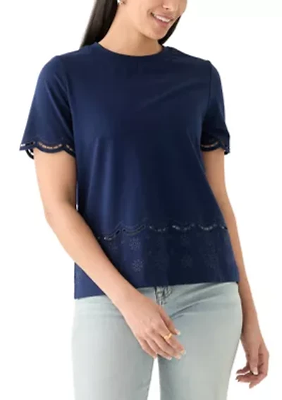 Women's Eyelet Hem Knit Top