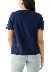 Women's Eyelet Hem Knit Top