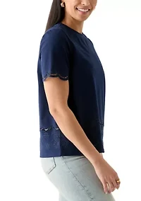 Women's Eyelet Hem Knit Top