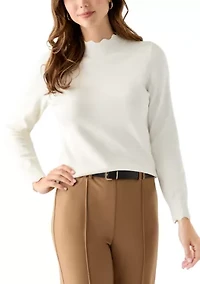 Women's Scallop Mock Neck Sweater
