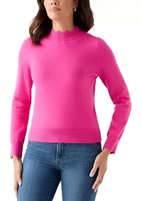 Women's Scallop Mock Neck Sweater
