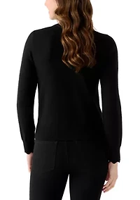 Women's Scallop Mock Neck Sweater
