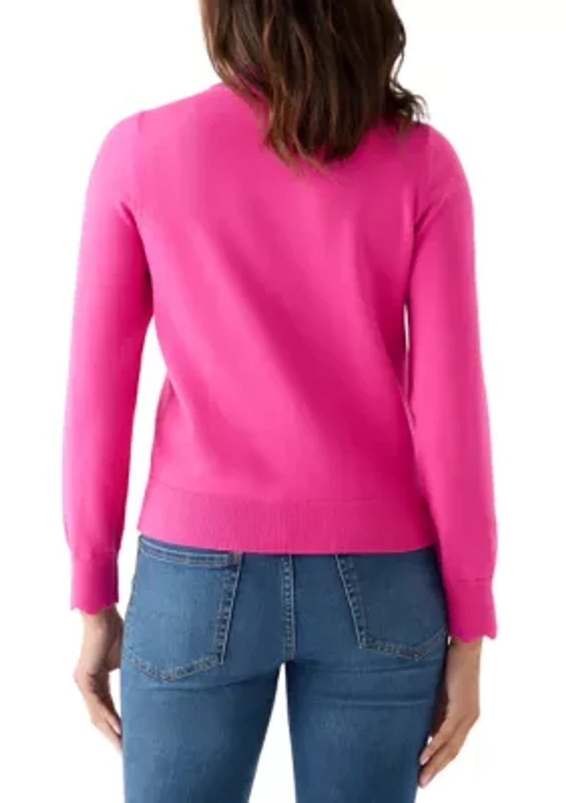 Women's Scallop Mock Neck Sweater