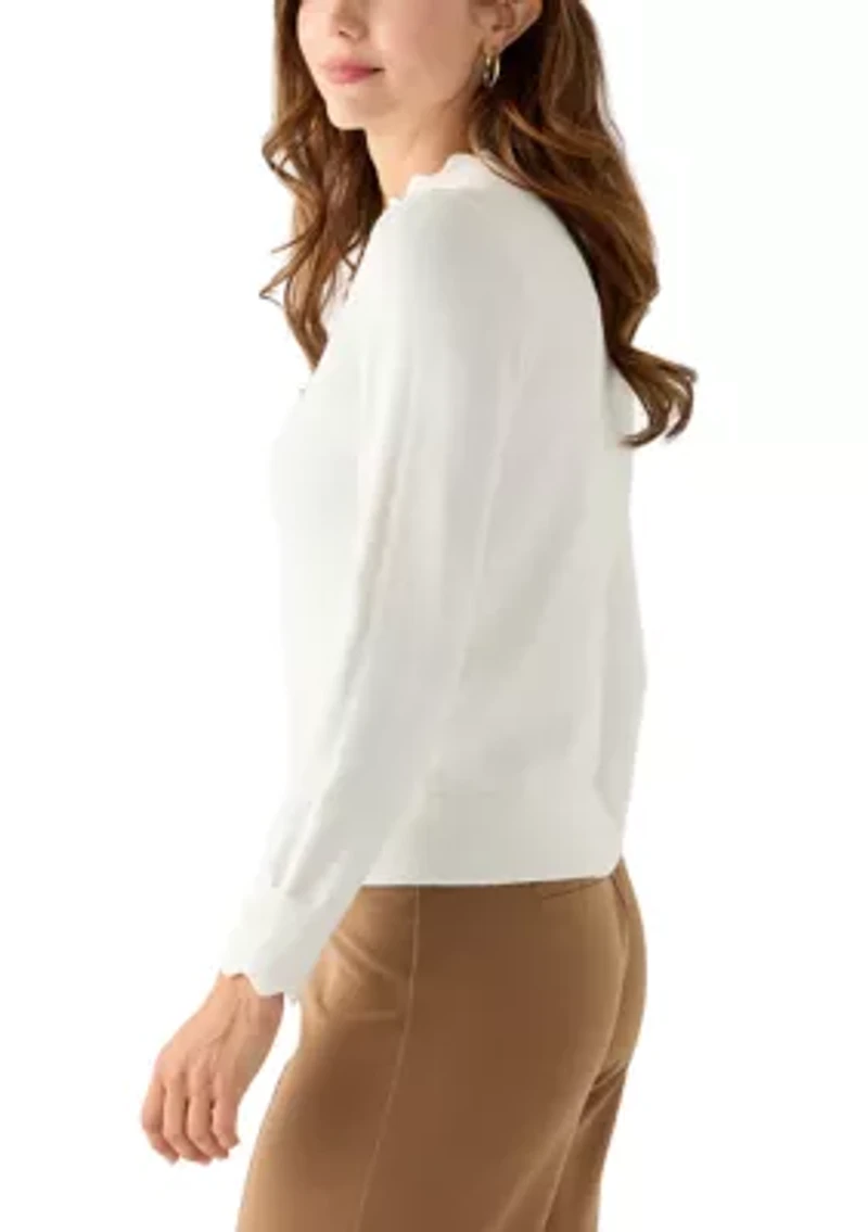 Women's Scallop Mock Neck Sweater