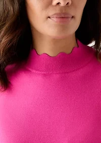 Women's Scallop Mock Neck Sweater