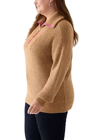 Plus Turtleneck Quarter Zip Pullover