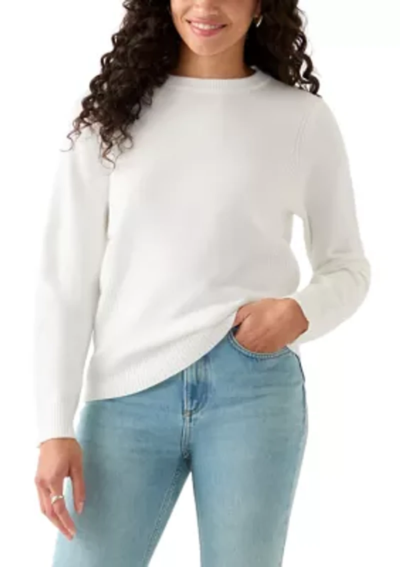 Women's Ribbed Trim Crewn Neck Sweater