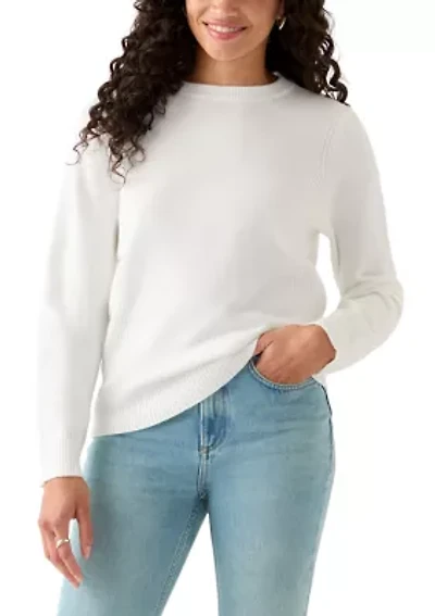 Women's Ribbed Trim Crewn Neck Sweater